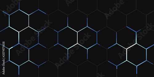 Hexagonal abstract technology background. electric glow hexagonal background. vector illustration.