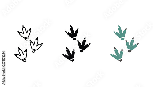 Bild auf Leinwand Bird claw tracks and footprints vector icon set in three distinct graphic styles