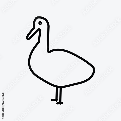 Duck Line Icon Simple Outline Bird Vector Illustration