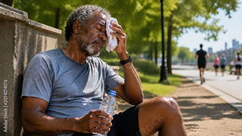suffering from heatwave while resting outdoors