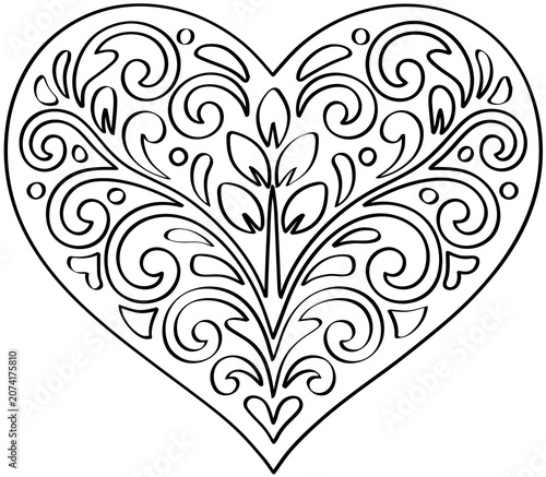 Foto heart, love, valentine, vector, illustration, ornament, floral, pattern, decorat