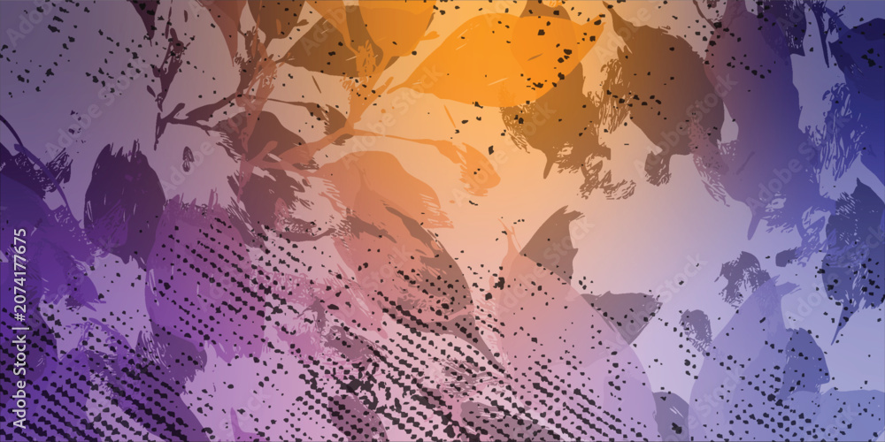 Fototapeta premium Abstract grunge background with leaves in a stunning orange gradient combination
