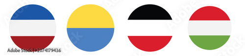 Foto Set of four circular national flags of european countries including yugoslavia,