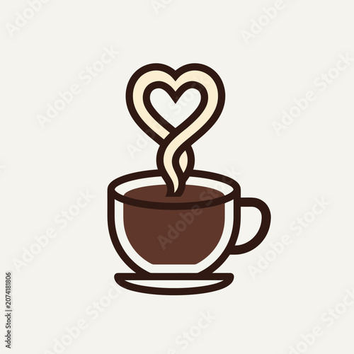 Heart Shaped Steam Rising From Coffee Cup.