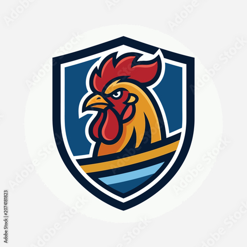 Rooster Emblem Logo Design Vector Illustration.