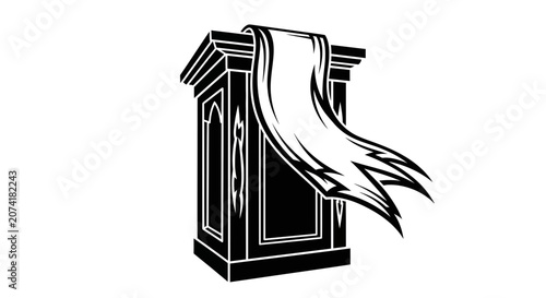 Church pulpit vector with flowing banner for religious services