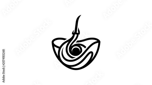Bild auf Leinwand Black and white swan line art.