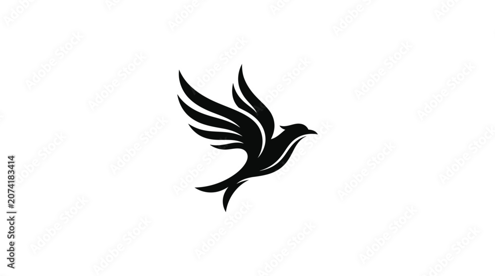 Fototapeta premium Black Bird Flying Silhouette Icon.