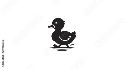 Εκτύπωση καμβά Black duck standing in water alone.