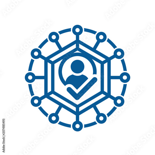 A blue digital icon representing a secure user network connection