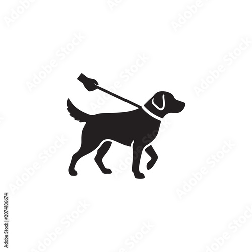 Dog on leash lead vector icon on white background