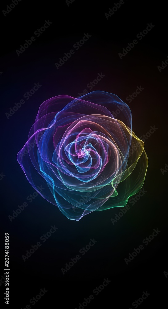 Fototapeta premium A swirling abstract texture of invisible paint emerging slowly from a dark background, showcasing translucent ethereal quality and mysterious light, vanished, texture, rendering