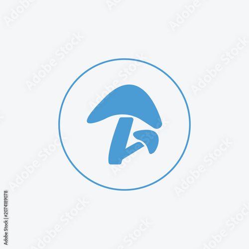 Blue Mushroom Icon Flat Vector Isolated on White Background