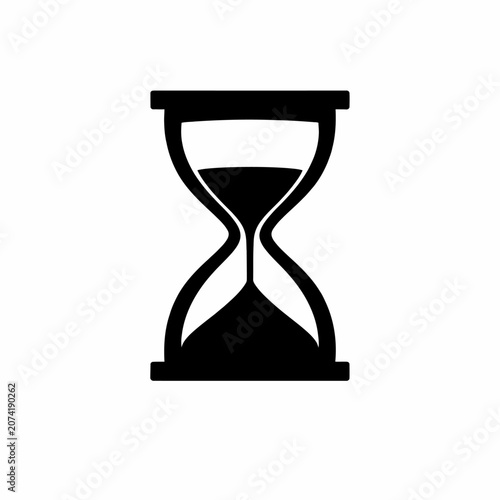 Hourglass icon, time symbol, sand timer, vector illustration isolated on White Background Silhouette