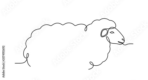 Slika na platnu Minimalist Continuous Line Drawing of a Sheep