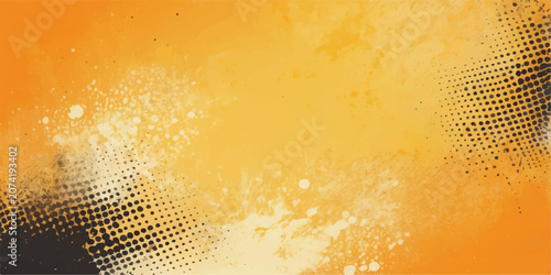 Tableau sur toile Abstract Grunge Halftone Background with Beer and Champagne Bubbles, Golden Liqu