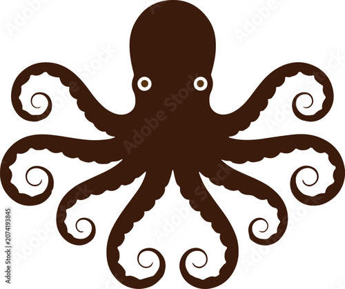 WebOctopus Silhouette Vector Illustration Isolated on White Background