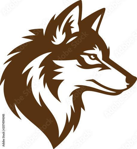 Wolf Head Mascot Logo Vector Illustration in Minimal Monochrome Animal Emblem Design