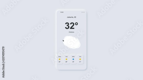Neumorphic Weather App UI Animation - Temperature Forecast