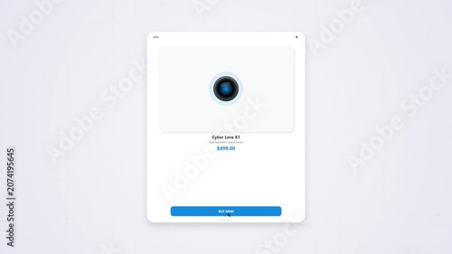 Neumorphic UI Animation: Digital Interface Interaction with Button Click