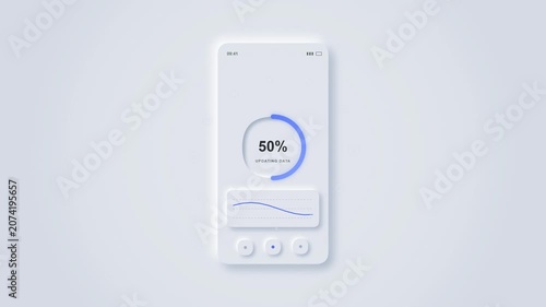 Neumorphic UI Mobile Screen Progress Bar Animation | Technology Concept