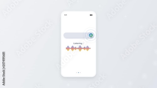 Neumorphic UI animation: Voice search input and audio waveform display