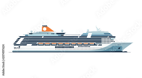 Obraz na plátne Modern cruise ship isolated on white background.