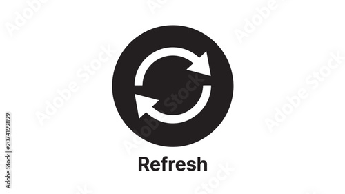 Refresh Icon with Circular Arrows on Black Background Featuring Update, Reload, Restart with Repeat and Cycle Elements for Web Design, User Interface