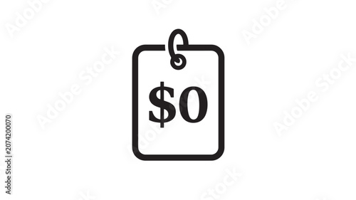 Price Tag with Dollar Sign and Zero Indicating Free or No Cost Featuring Sale, Discount, Retail with Shopping and Commerce Elements for Business