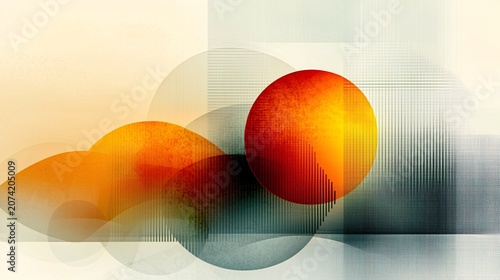 Abstract Colorful Gradient Spheres with Orange Red and Yellow Bokeh Light Effects