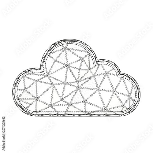 Foto Geometric Cloud Outline Stitch Art, Digital Design Element