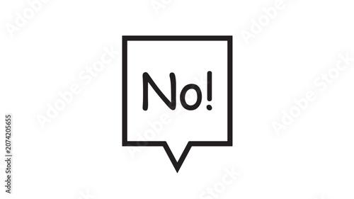 Fotografie No Speech Bubble Icon in Black and White Featuring No, Communication, Refusal wi