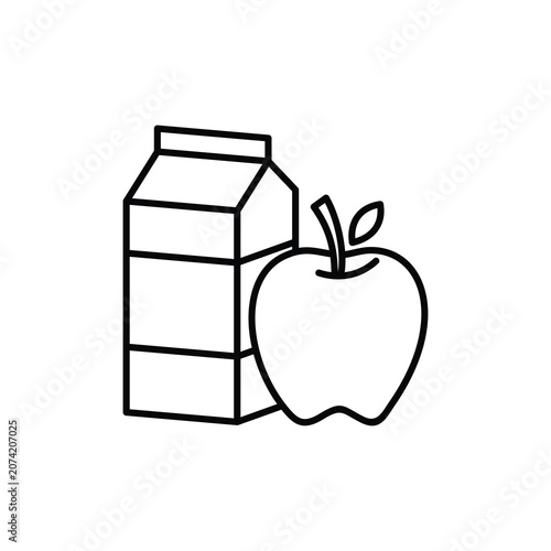 milk box with apple vector icon.