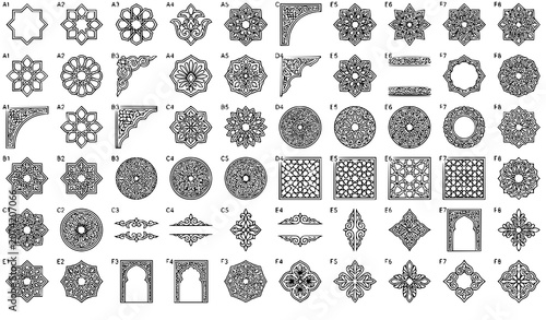 Fotografie arabian ornament, islamic pattern, arabesque, geometric, floral, border, frame,