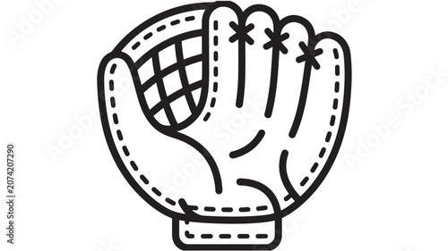 Obraz na plátně Glove Icon with Outline Stitching and Web Pattern, Simple Minimal Style for Spor