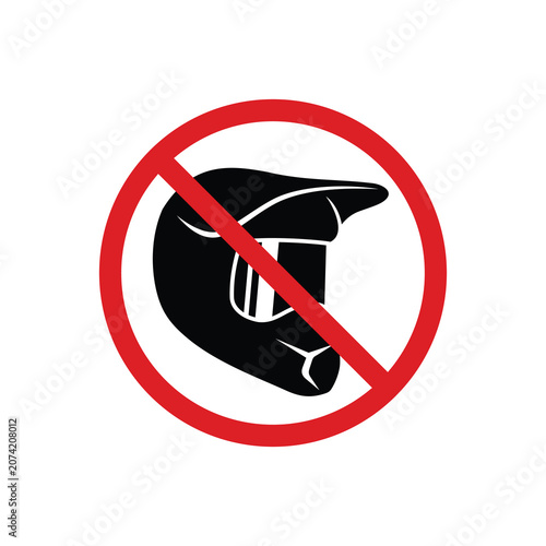 Do not enter with full face helmet sign. No Helmet Caution icon. Forbidden or remove helmets.