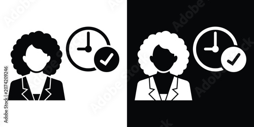 Foto Smart casual woman avatar with a clock and checkmark