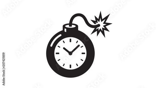 Canvas Print Alarm Clock Icon with Crack Explosion Symbol Showing Sudden Urgency and Time Pre