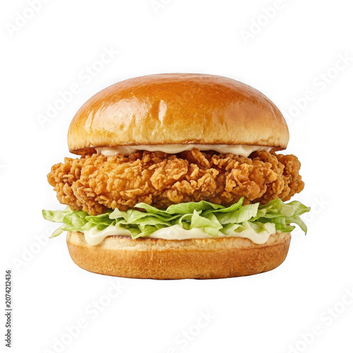 Premium gourmet burger collection crispy fried chicken sandwich on brioche bun with sandwich mayonnaise fastfood