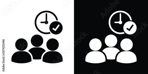 Fotografija Group of people or team avatar icon with a checkmark clock