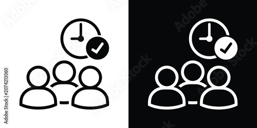 Fotografi Group of people or team avatar icon with a checkmark clock