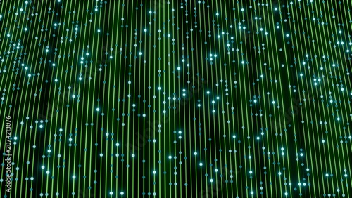 Slika na platnu Abstract 3D digital green lines background