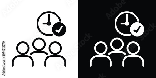 Slika na platnu Group of people or team avatar icon with a checkmark clock