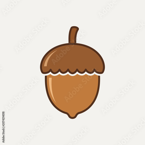Stylized Acorn Icon, Autumn Symbol, Simple Flat Design
