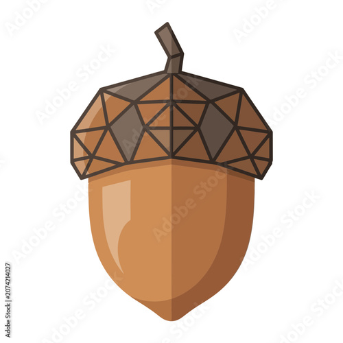 Stylized Acorn Icon with Geometric Cap - Autumn Nature Symbol