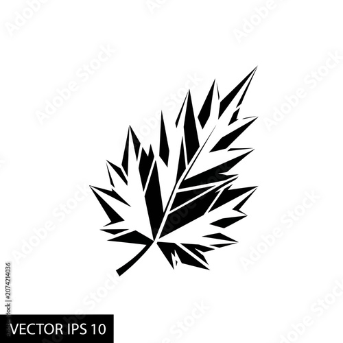 Stylized Black Maple Leaf Silhouette Vector Graphic