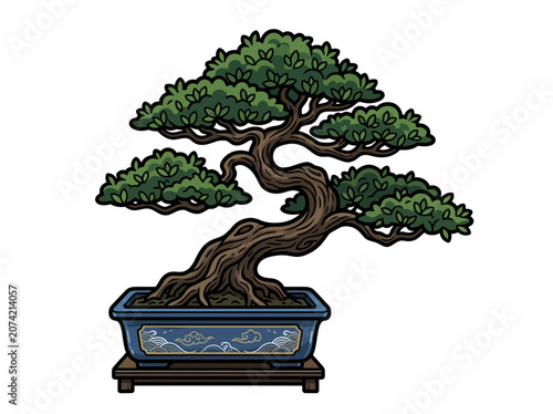 Stylized Bonsai Tree in Decorative Pot