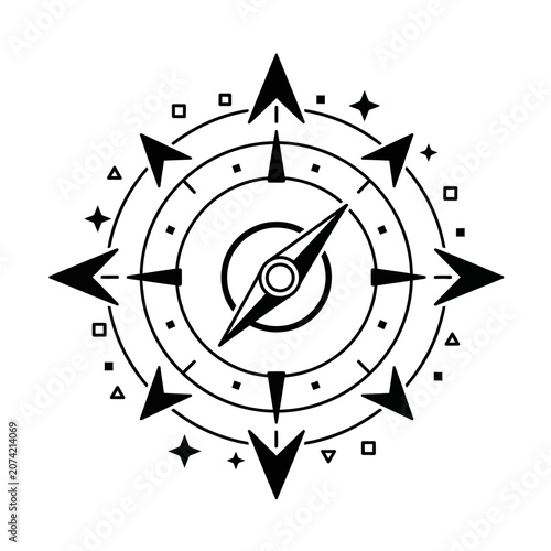Stylized Compass Rose - Navigation, Direction, and Exploration Icon
