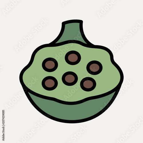 Stylized Illustration of a Fig Fruit with Seeds, Flat Design
