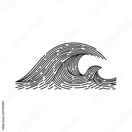Stylized Line Art Wave Illustration